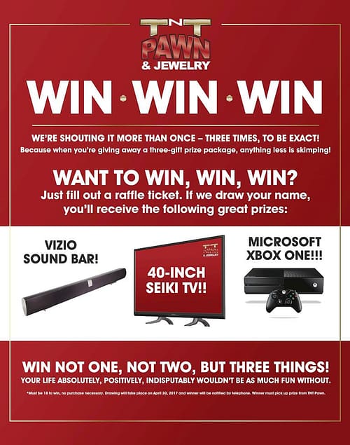 These great prizes can all be yours! Just enter our raffle for the chance to win!